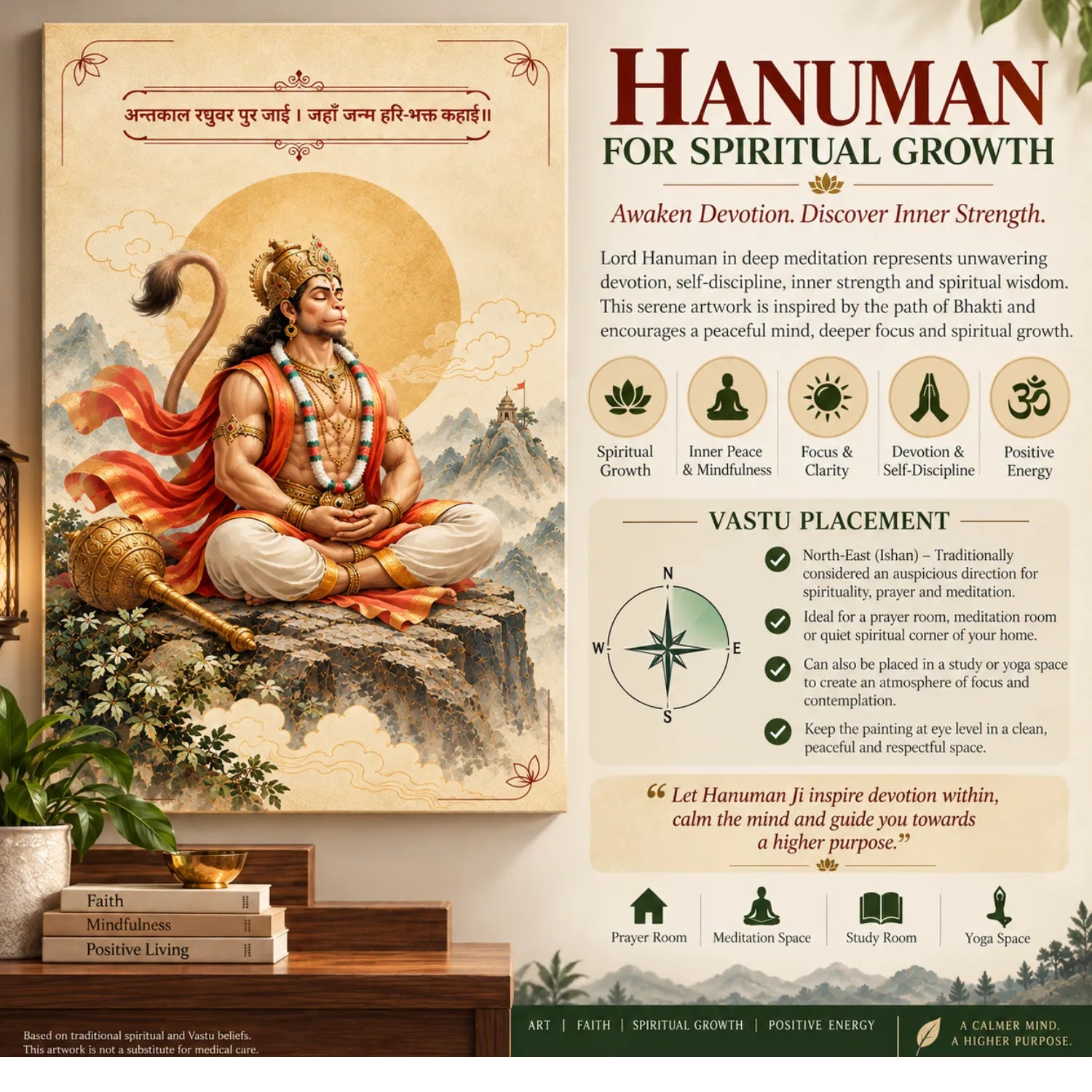 Hanuman for Spiritual Growth | Meditation Vastu Painting