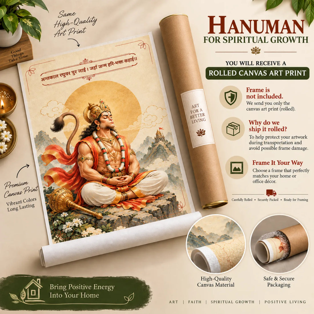 Hanuman for Spiritual Growth | Meditation Vastu Painting